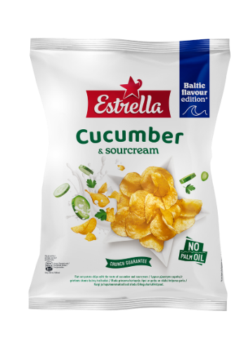 Potato chips ESTRELLA, smooth cut, cucumber and sour cream flavor, 170g