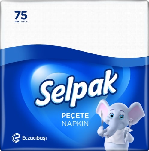 Servetėlės SELPAK Classic, baltos, 3 sluoksnių, 30 x 30 cm, 75 vnt.