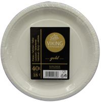 Disposable plates VIKING GOLD, paper, white, D 18 cm, 40 pcs.