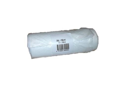 Garbage bags, HD, 35 l, 7.5 mk, 50 x 58 cm, white, 50 pcs.