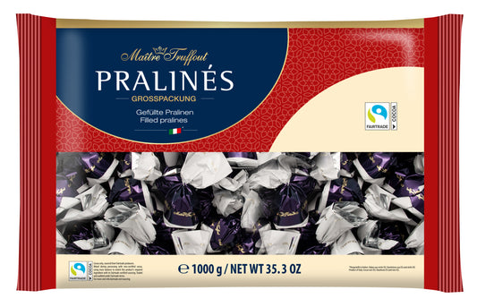 Chocolate candies PRALINES, with milk cream and flakes, 1 kg