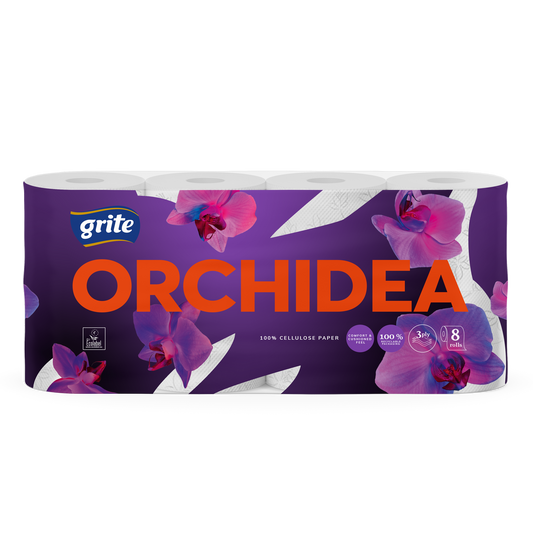 Tualetinis popierius GRITE Orchidea, 3 sluoksnių, 8vnt