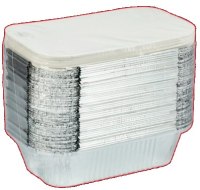 Disposable container with lid, aluminum, 670 ml, 19.5 x 12 x H 4.5 cm, 50 pcs.