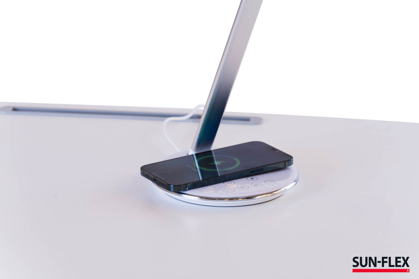 SUN-FLEX®QLITE™ table lamp with wireless integrated phone charger, white