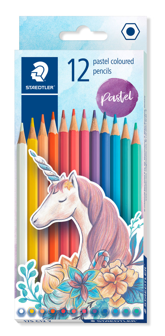 Spalvoti pieštukai STAEDTLER , šešiabriauniai, pastelinės spalvos , 12 vnt.