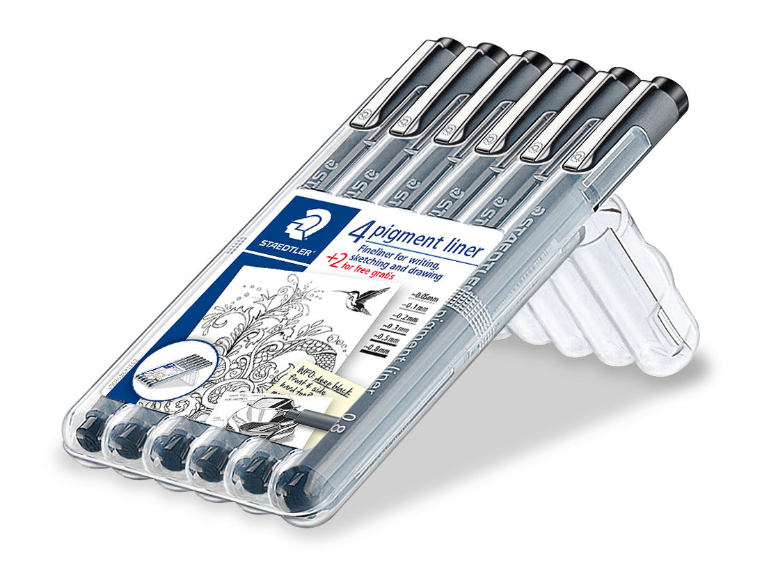 Staedtler PigmentLiner, black, set of 6 different widths