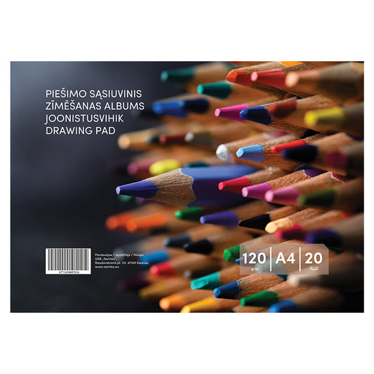 Drawing notebook, A4, 20 sheets, , 120 g/m²