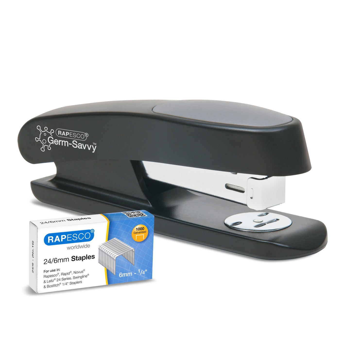RAPESCO Germ-Savvy™ ECO stapler, 20 sheets, black