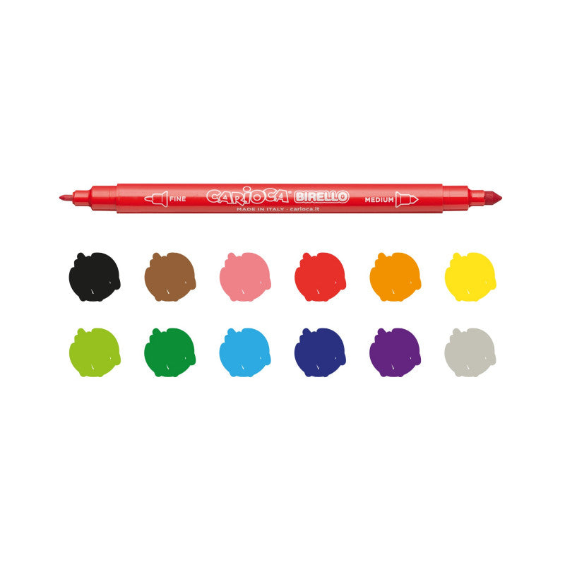 CARIOCA BIRELLO felt-tip pens, double-sided, 12 colors
