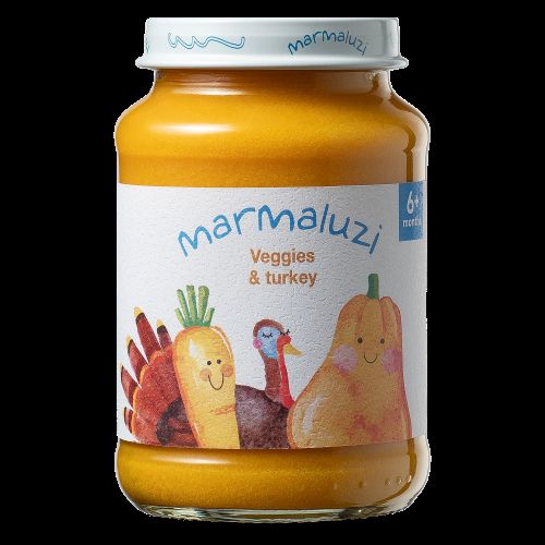 Košė MARMALUZI su daržovėmis ir kalakutiena, 8 mėn. 190g.