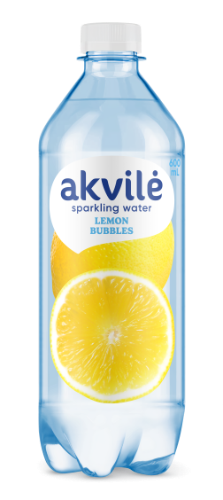 Table water AKVILĖ, with lemon flavor, carbonated, 0.6 l