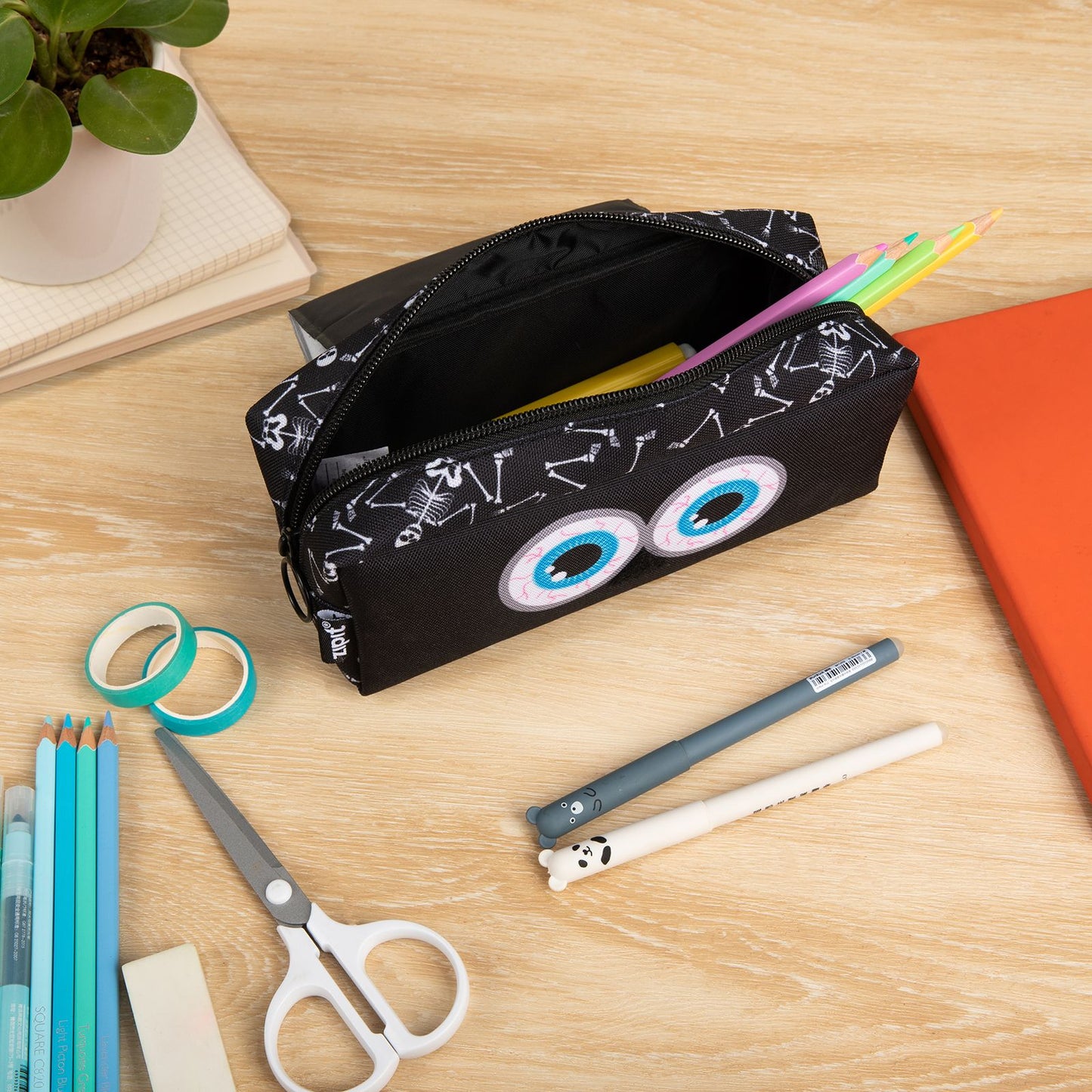 Pencil case ZIPIT Black Skull, black