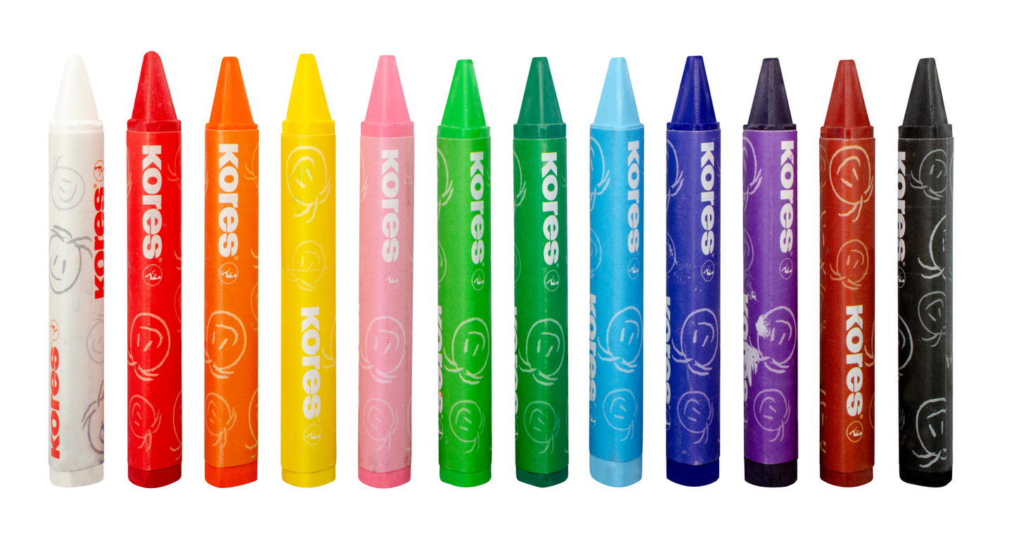 KORES JUMBO triangular wax crayons, 12 colors