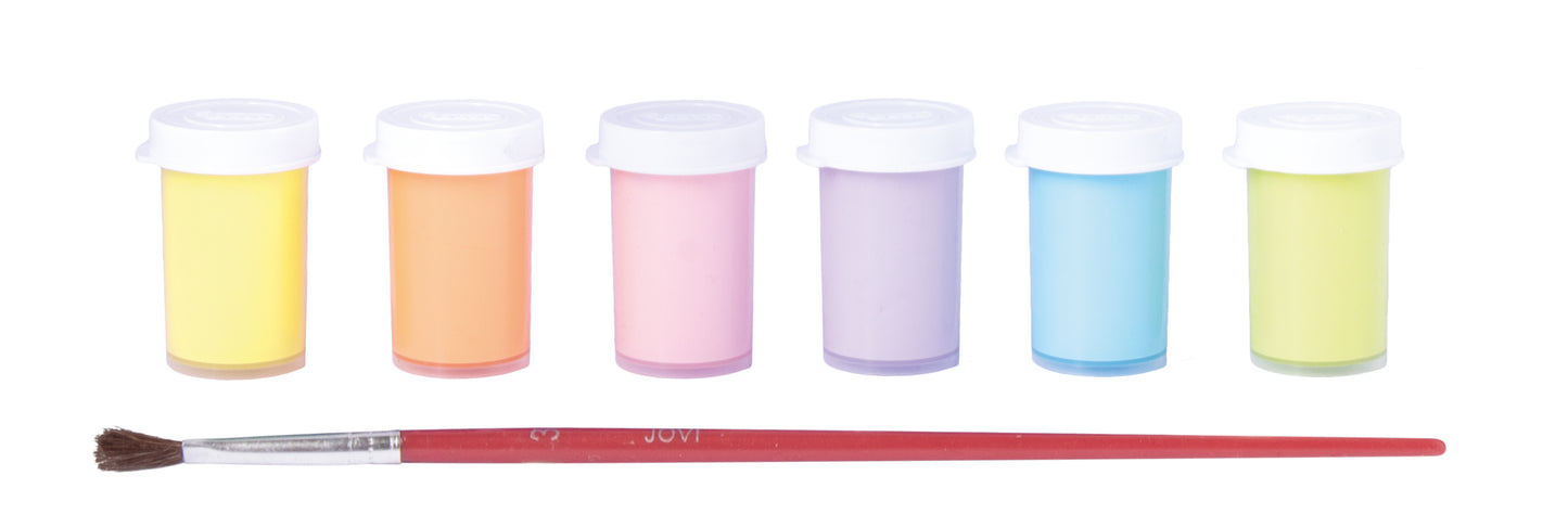 Guašas tempera JOVI, 15 ml, 6 pastelinių spalvų rinkinys su teptuku