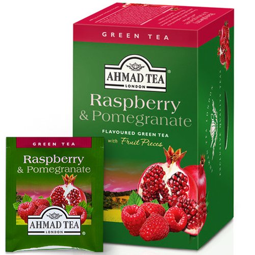 Green tea AHMAD GREEN Raspberry & Pomegranate, 20 sachets