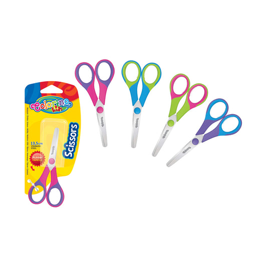 Žirklės Colorino Kids, 14 cm su gumuota rankena, blisteryje