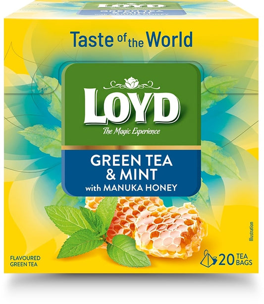 Flavored green tea LOYD mint and Manuka honey flavor, 20x1.7g