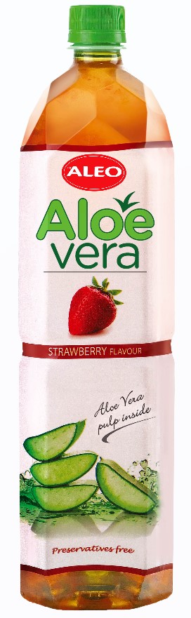 Refreshing juice drink ALEO Aleo vera, strawberry flavor, 1.5 l