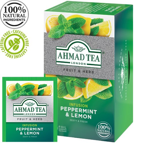 Herbal tea AHMAD PEPPERMINT & LEMON 20 sachets of 1.5g