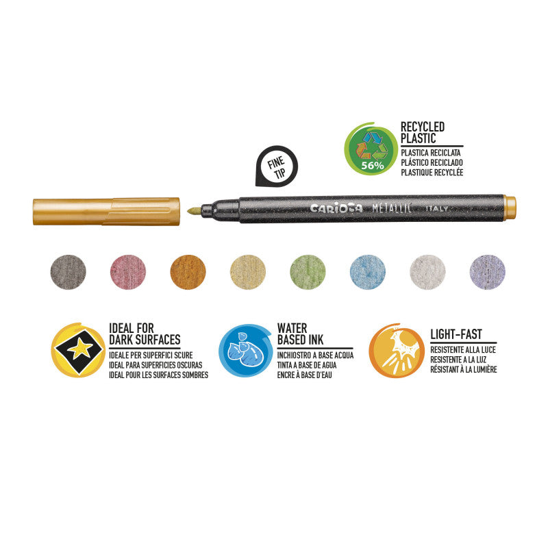 Felt-tip pens CARIOCA Metallic FineMarkers, 8 pcs.