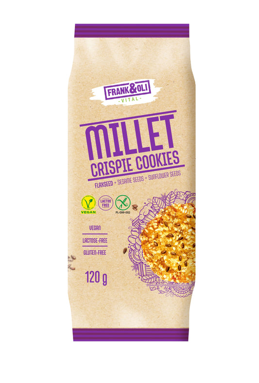 Vegan millet cookies FRANK&OLI, with flaxseed, sesame and sunflower seeds, 120g