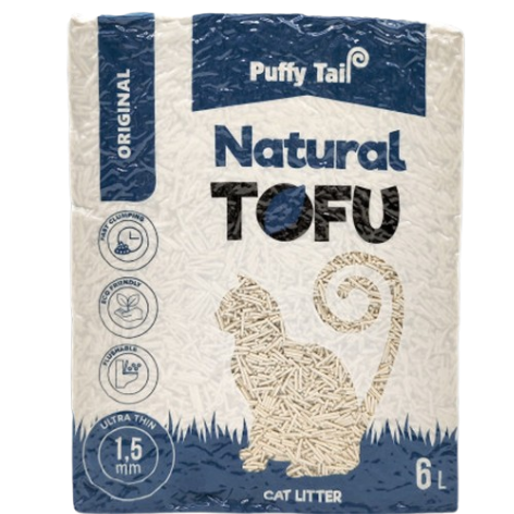 Tofu kraikas PUFFY TAIL "ORIGINAL", 1,5mm granulės, 2,4 kg