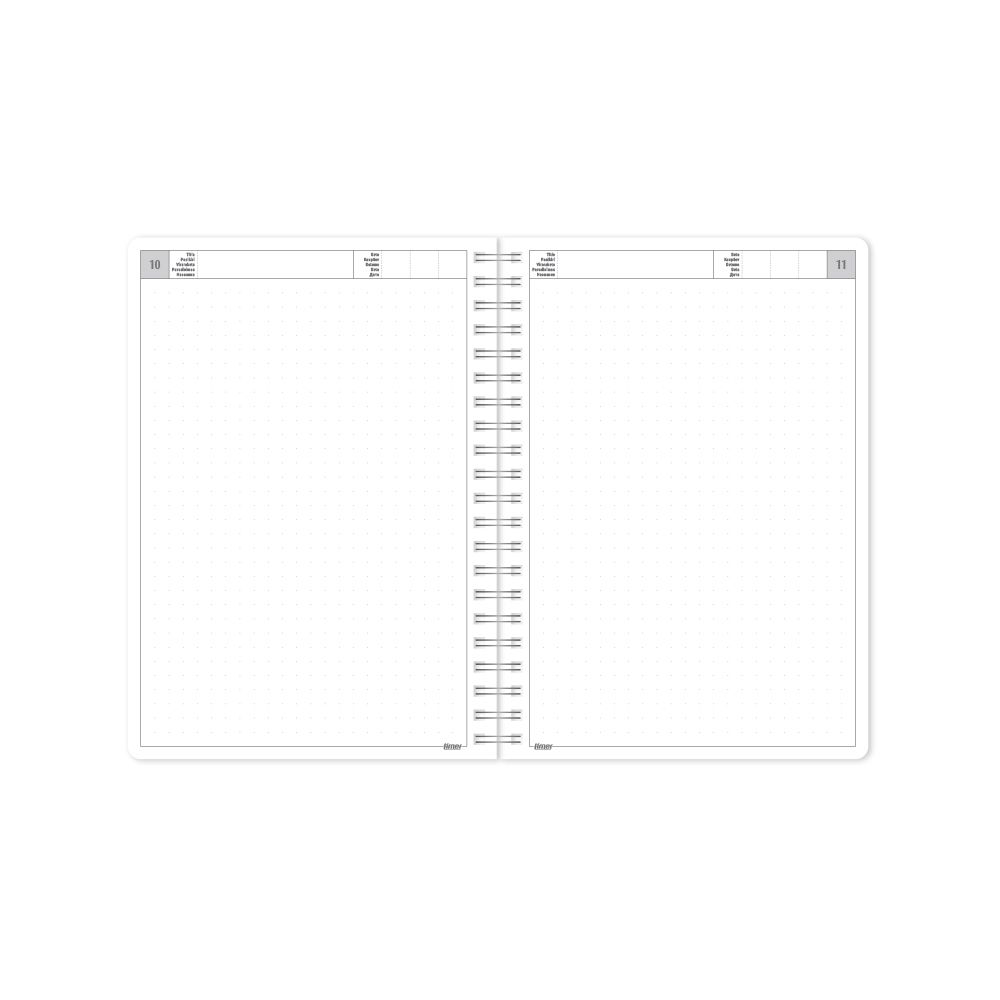 Calendar - notebook TIMER, with spiral, without dates, 140 x 184 mm, 224 sheets, dotted, cardboard cover, pink