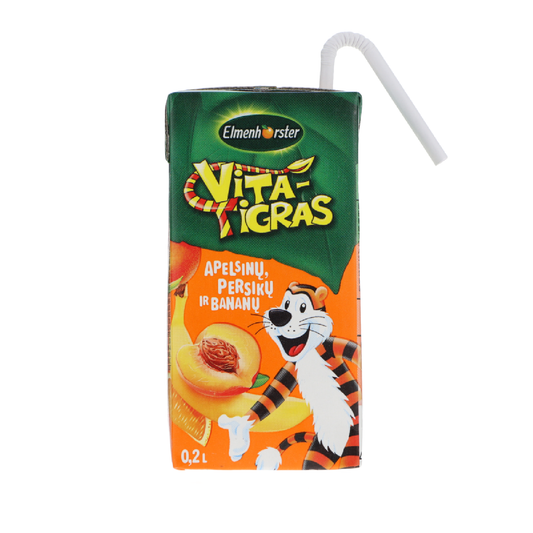 Sulčių gėrimas ELMENHORSTER Vita Tigras, apelsinų, persikų ir bananų, 200 ml