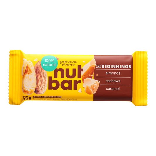 THE BEGINNINGS bar with nuts and caramel, 35 g