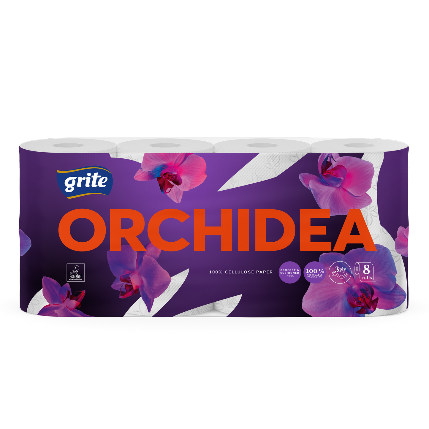 Tualetinis popierius GRITE Orchidea, 3 sluoksnių, 8vnt