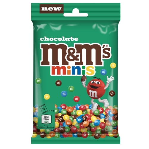 Pieninis šokoladas M&M's minis traškiame spalvotame glajuje, 70 g
