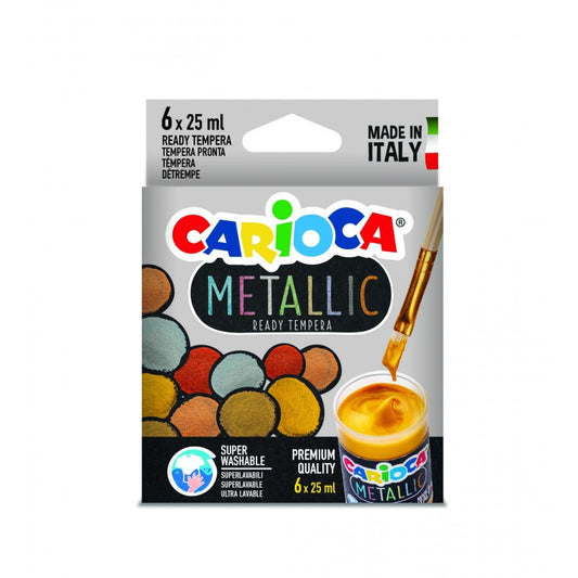 Tempera paints CARIOCA Metallic, 6 colors, 25 ml