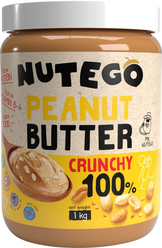 Peanut cream NUTEGO, with nut pieces, crunchy, 1 kg