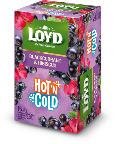 Vaisinis arbatos gėrimas LOYD HOT&COLD juodųjų serbentų ir hibisko skonio, 15x2 g