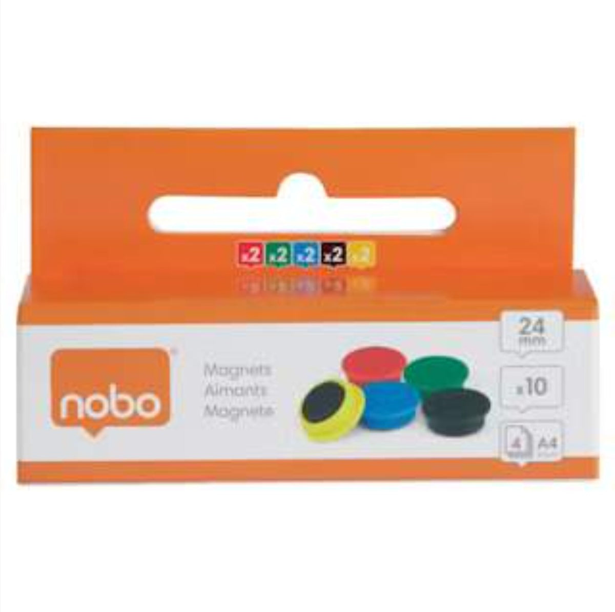 Whiteboard magnets Nobo, 24mm, 10 pcs., assorted colors