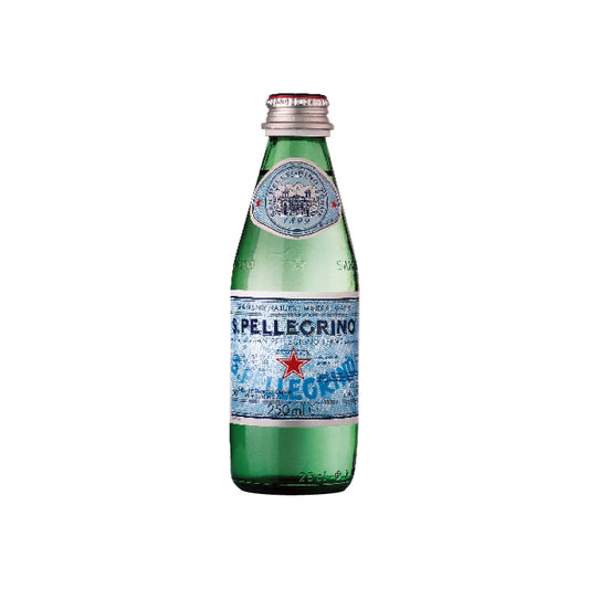 Natural mineral water S.PELLEGRINO, carbonated, 0.25 l, glass bottle D