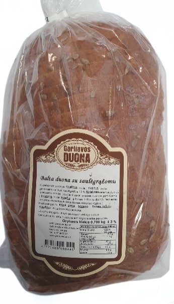Bread with sunflower seeds, white, slivered, 700g (M)