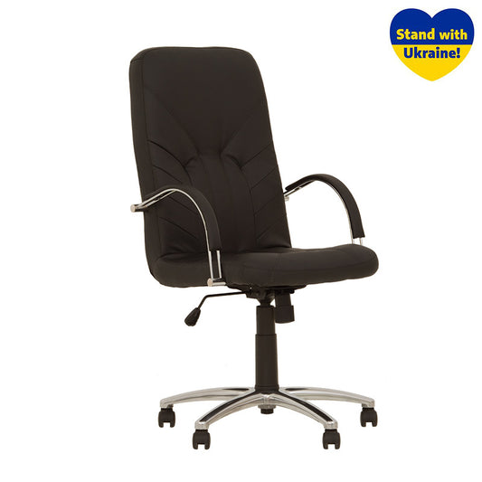Vadovo kėdė NOWY STYL MANAGER STEEL Chrome, oda, SP-A, juoda sp.