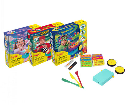 Crazy racing cars JOVITECH set. Primary colors