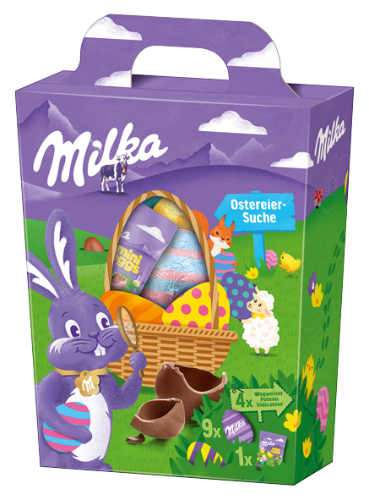 Šokaladinių saldainių rinkinys MILKA Egg Hunt Basket, 162 g