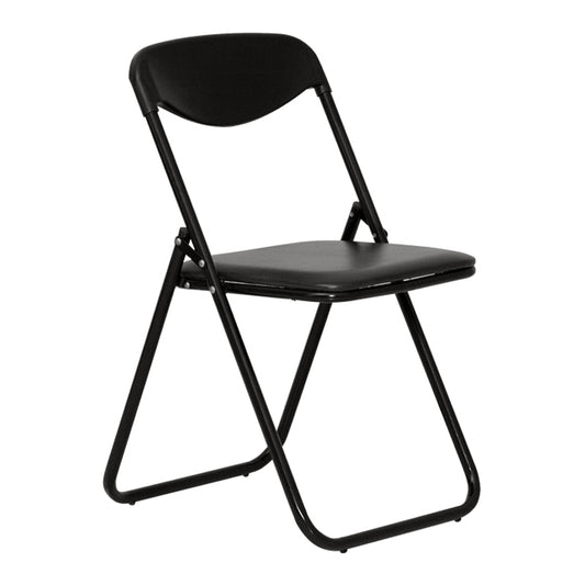 Folding visitor chair JACK, imitation leather, V-4, black color