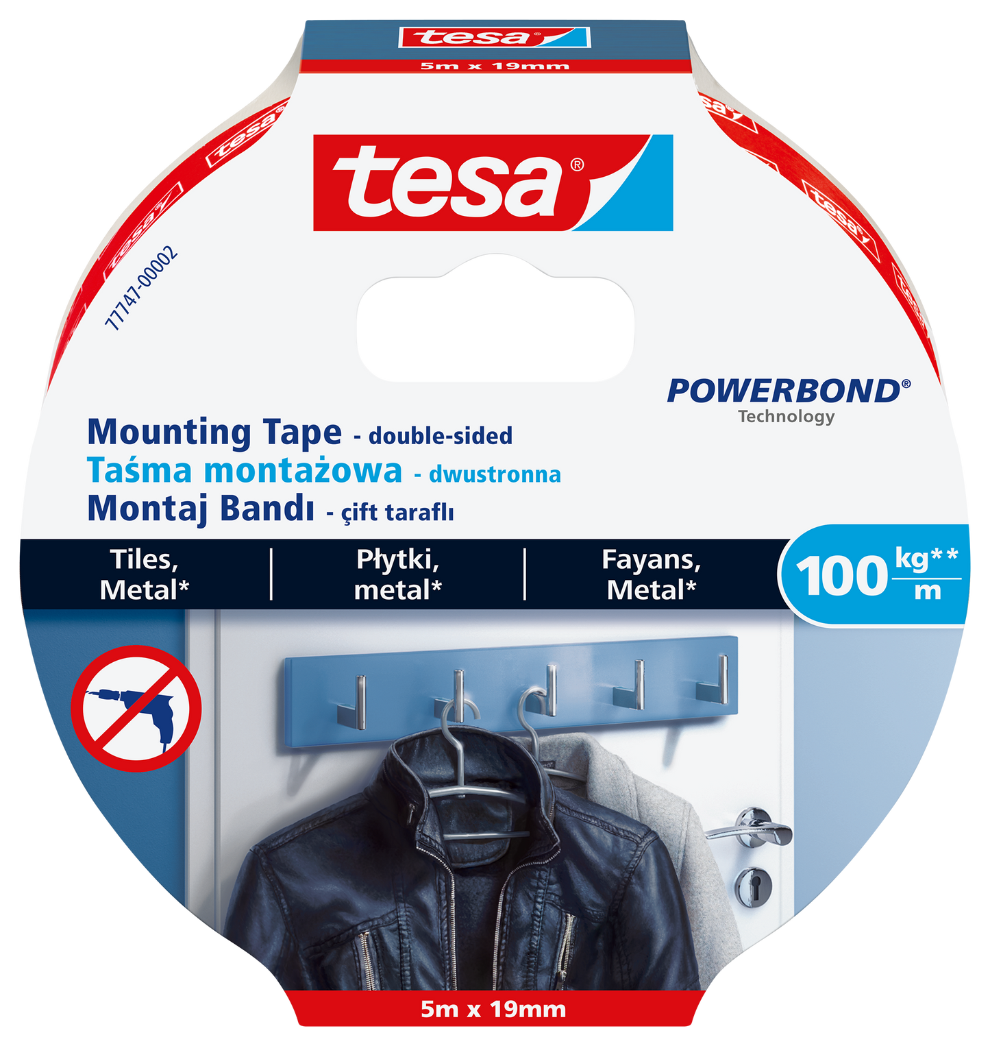 TESA Powerbond Ultra Strong double-sided mounting tape, 19mm x 5m
