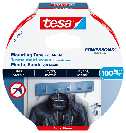 Ypač stipri dvipusė tvirtinimo juosta TESA Powerbond Ultra Strong, 19mm x 5m