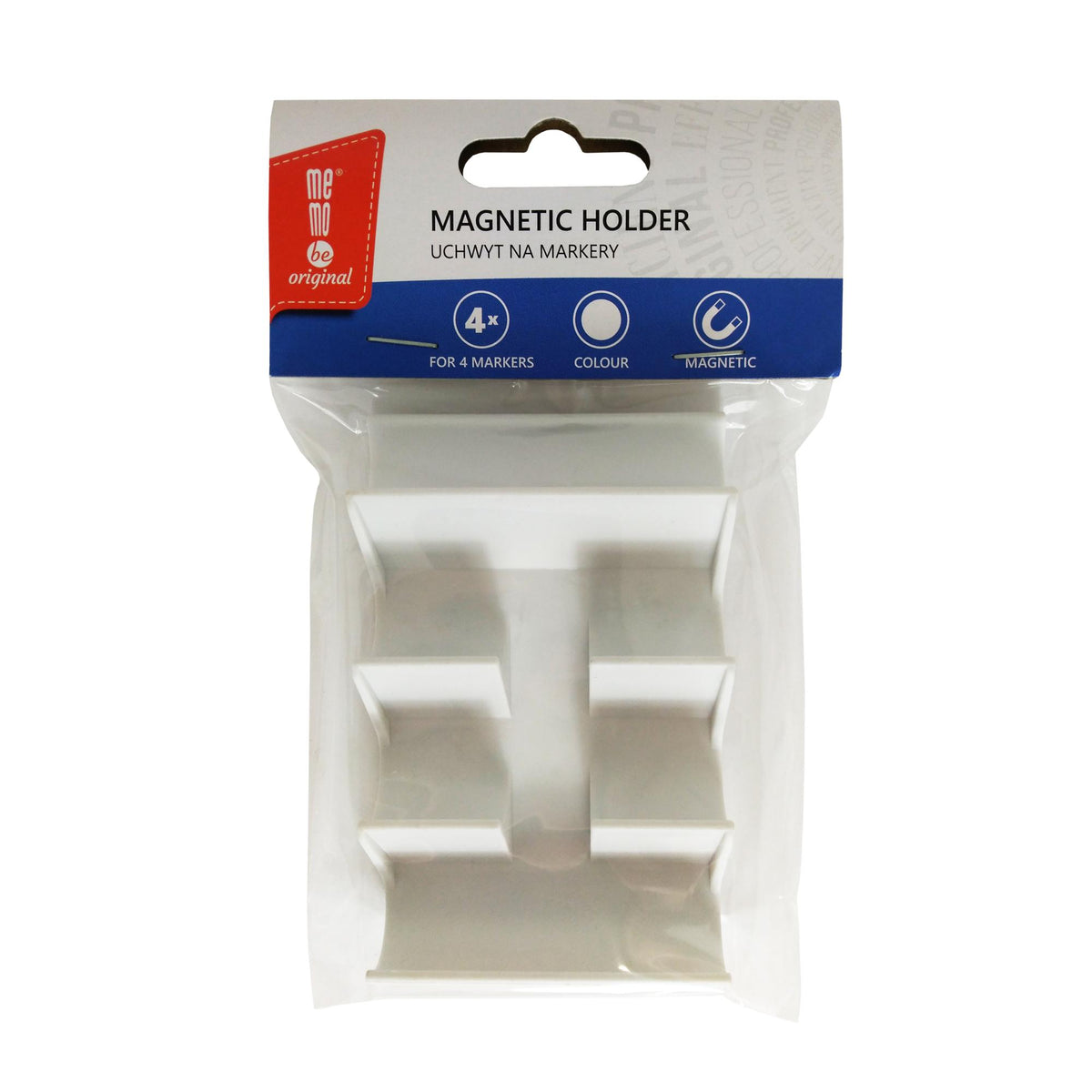 Magnetic whiteboard marker holder MEMOBE, for 4 markers, white