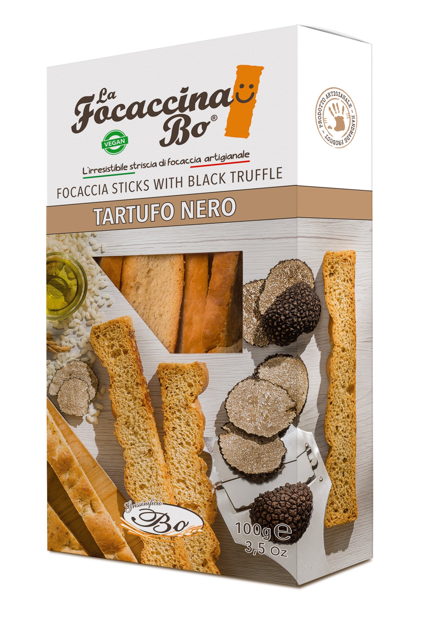 Breadsticks FOCACCINA, Al Tartufo, with truffles, rice oil, 100 g