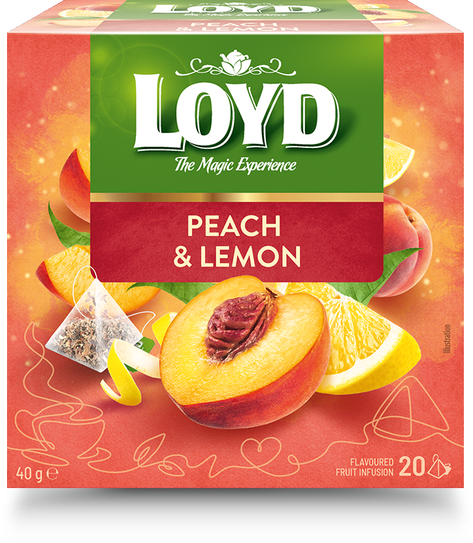 Vaisinis arbatos gėrimas LOYD, persiko ir citrinos skonio, 20x2 g