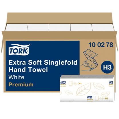 Servetėlės rankoms TORK PREMIUM EXTRA SOFT H3, 100278, 2 sl., 200 serv., 23 x 22.6 cm, balta sp.