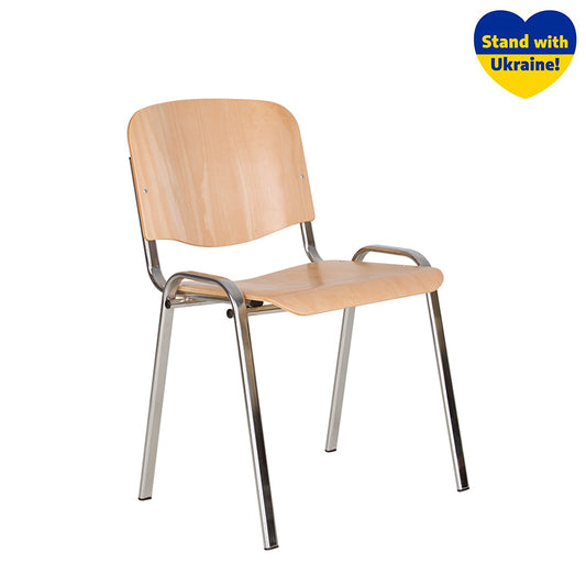 Visitor chair NOWY STYL ISO CHROME WOOD, made of plywood, wood color.