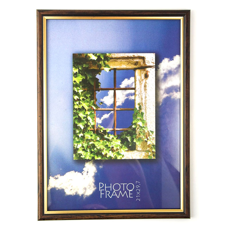Photo frame, plastic, A4, 21x29.7 cm, brown.