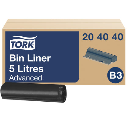 Šiukšlių maišai TORK, 5L, B3, juodos spalvos, 50 vnt./rulonėlis (204040)